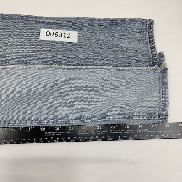 Levi's Premium Baggy Dad Cropped Jeans Women 23x28 Blue 2 Tone Straight Distress - Picture 16 of 16